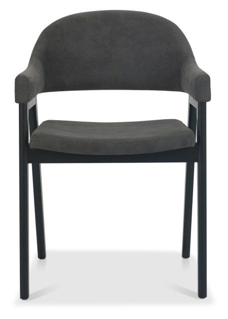 Camden Weathered Oak & Peppercorn 6-8 Seater Table & 6 Arm Chairs in Dark Grey Fabric by Bentley Designs | Style Our Home