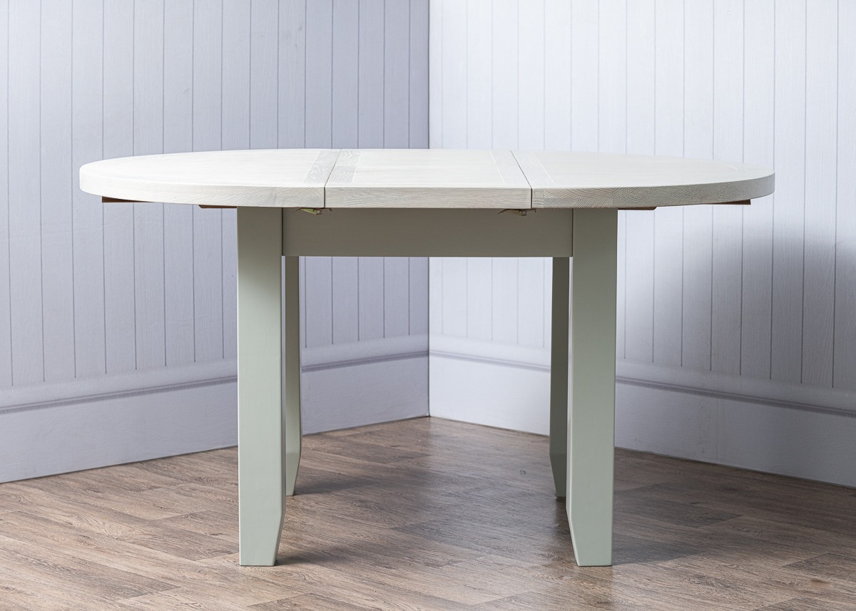 Jasmine Mist Oak 110-150cm Extendable Round Dining Table - Style Our Home
