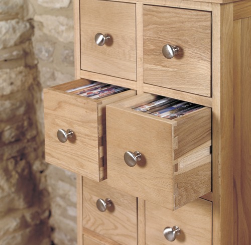 Baumhaus Mobel Oak Multi-Drawer DVD / CD Storage Chest - Style Our Home