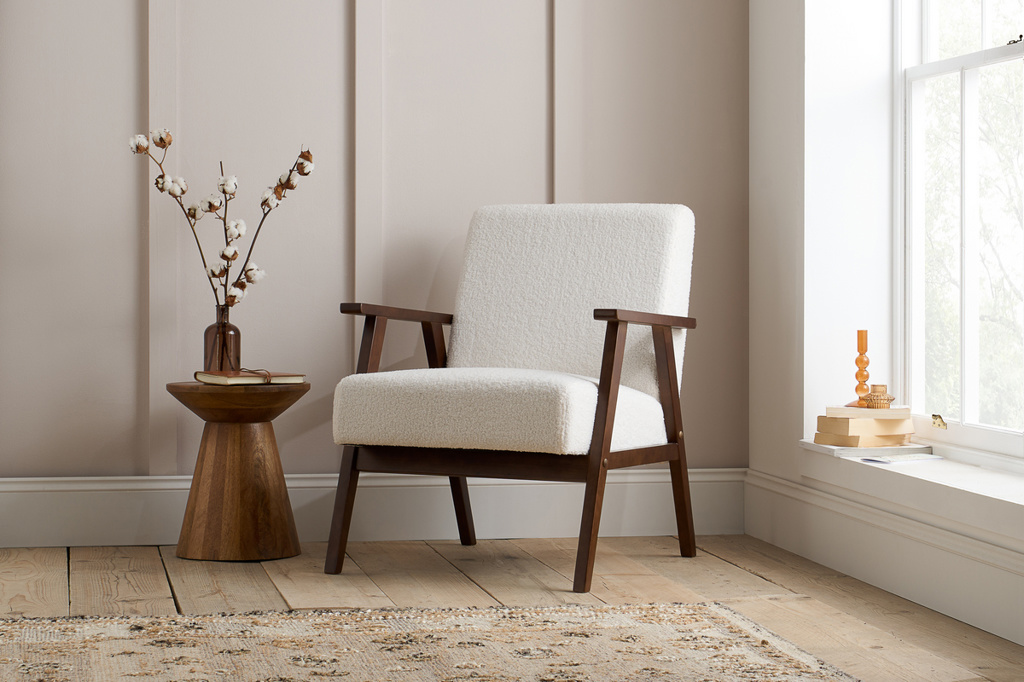 Ellwood Boucle Armchair - White & Dark Brown by Birlea | Style Our Home