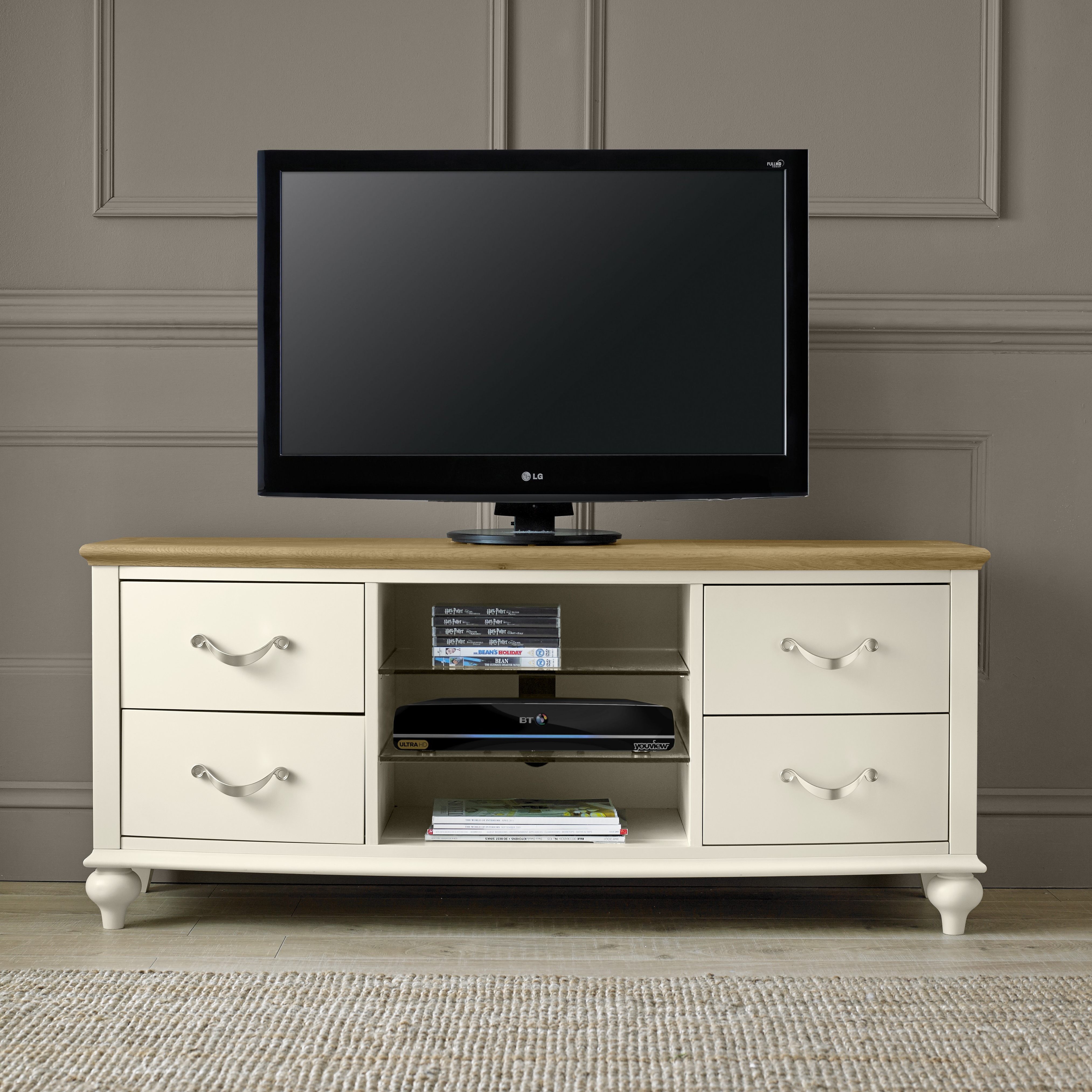 Montreux Pale Oak & Antique White Entertainment Unit - Style Our Home