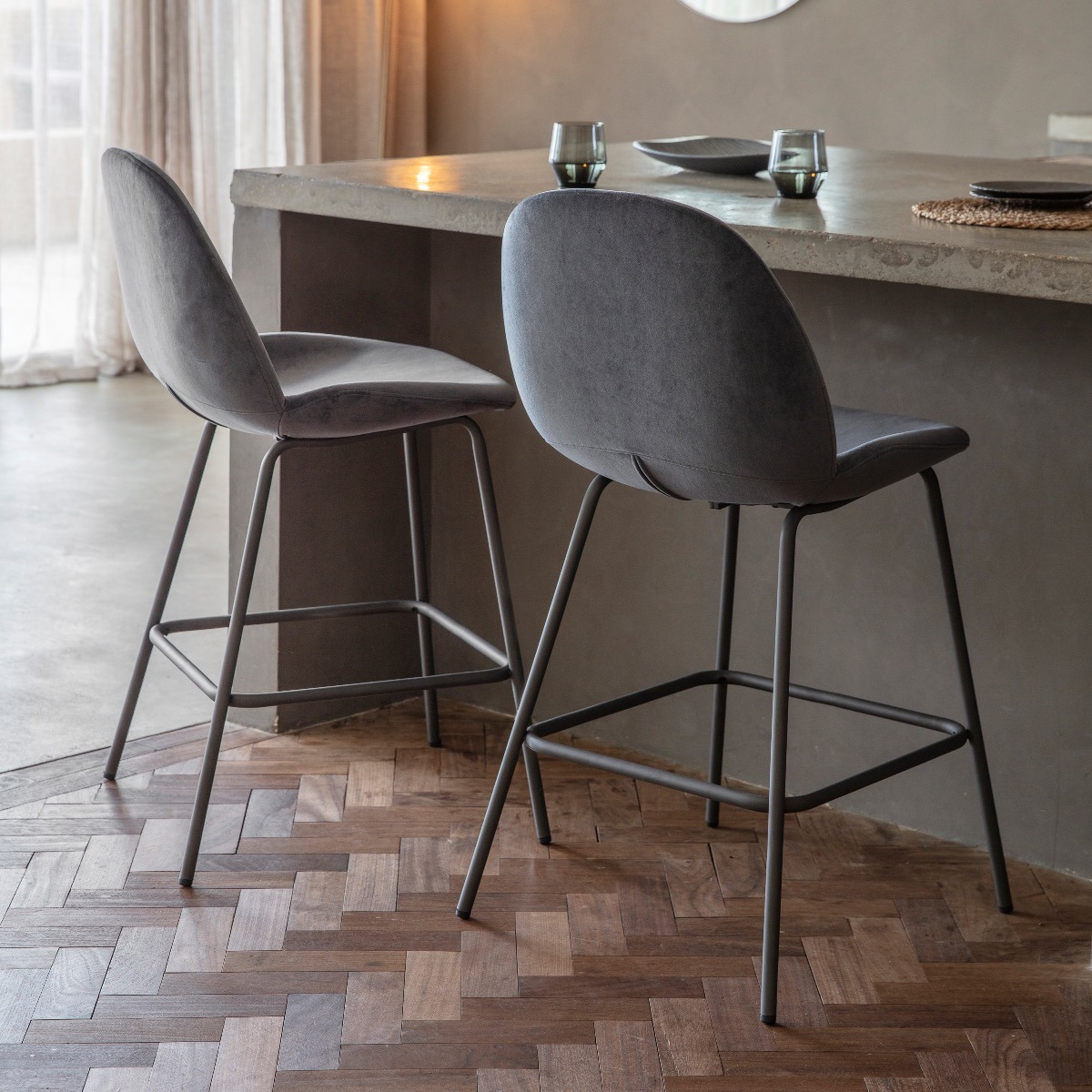 Hart grey sale velvet counter stool
