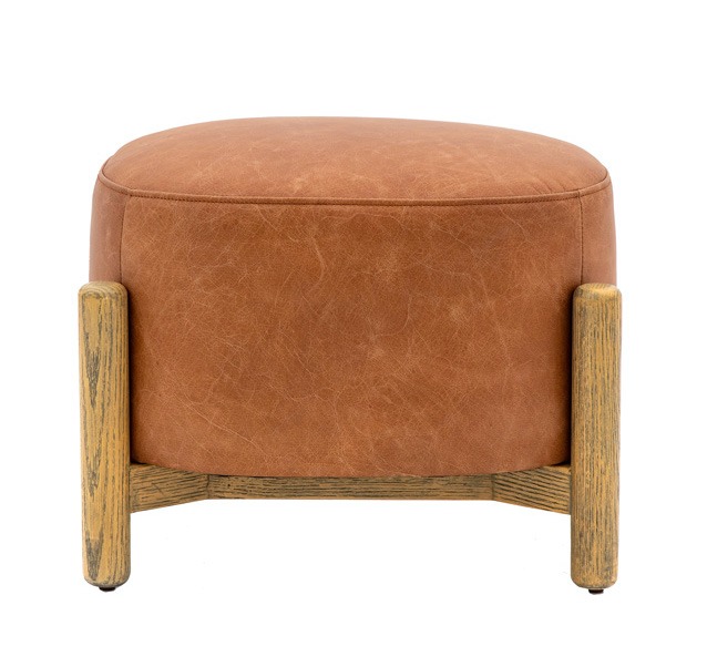 Tainton Footstool Brown Leather By Gallery Living | Style Our Home 