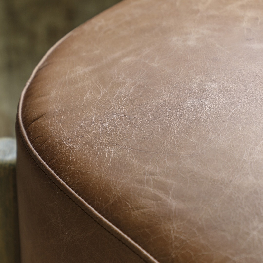 Tainton Footstool Brown Leather By Gallery Living | Style Our Home 