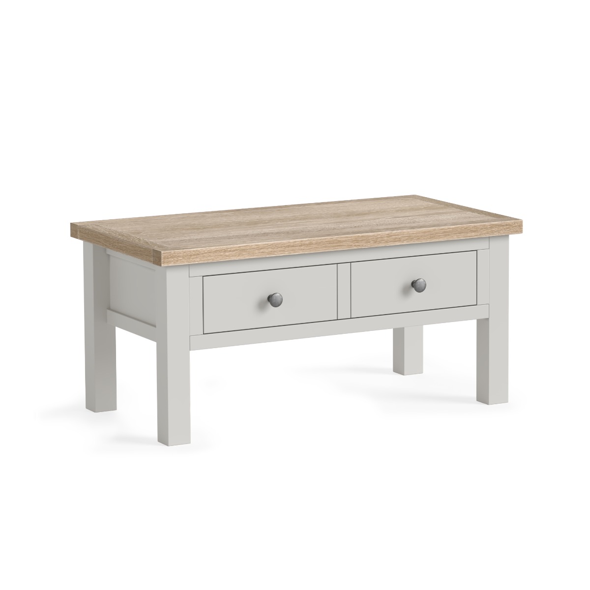 Modern Country Light Grey Coffee Table with Drawers by Condell/Global Home Group | Style Our Home