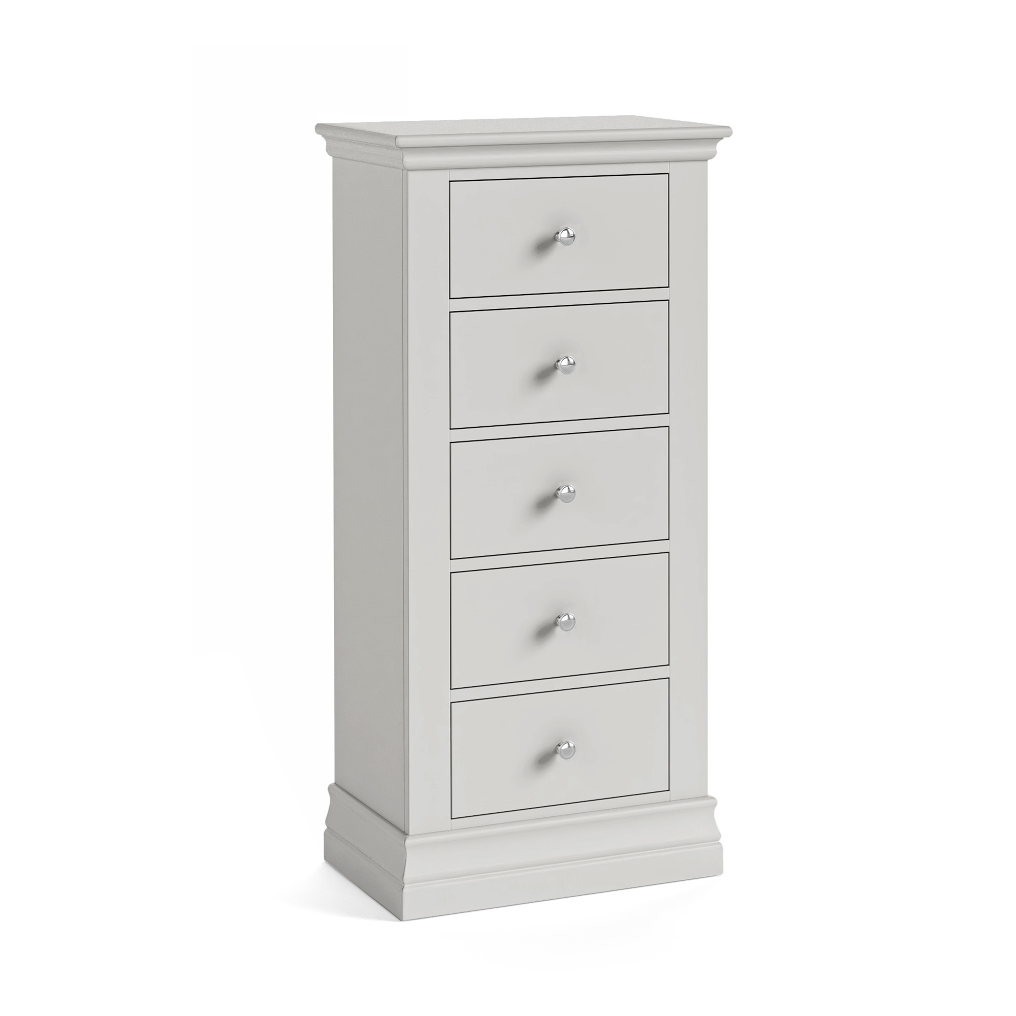 Burgundy 5 Drawer Light Grey Tallboy by Condell/Global Home Group | Style Our Home