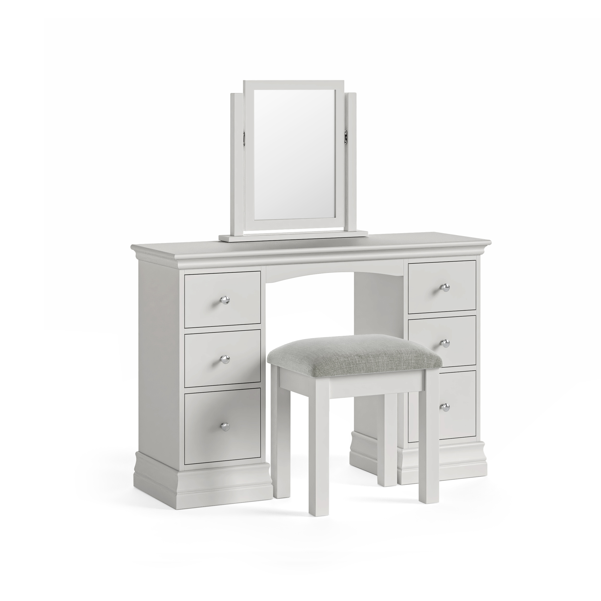 Burgundy Double Pedestal Light Grey Dressing Table by Condell/Global Home Group | Style Our Home