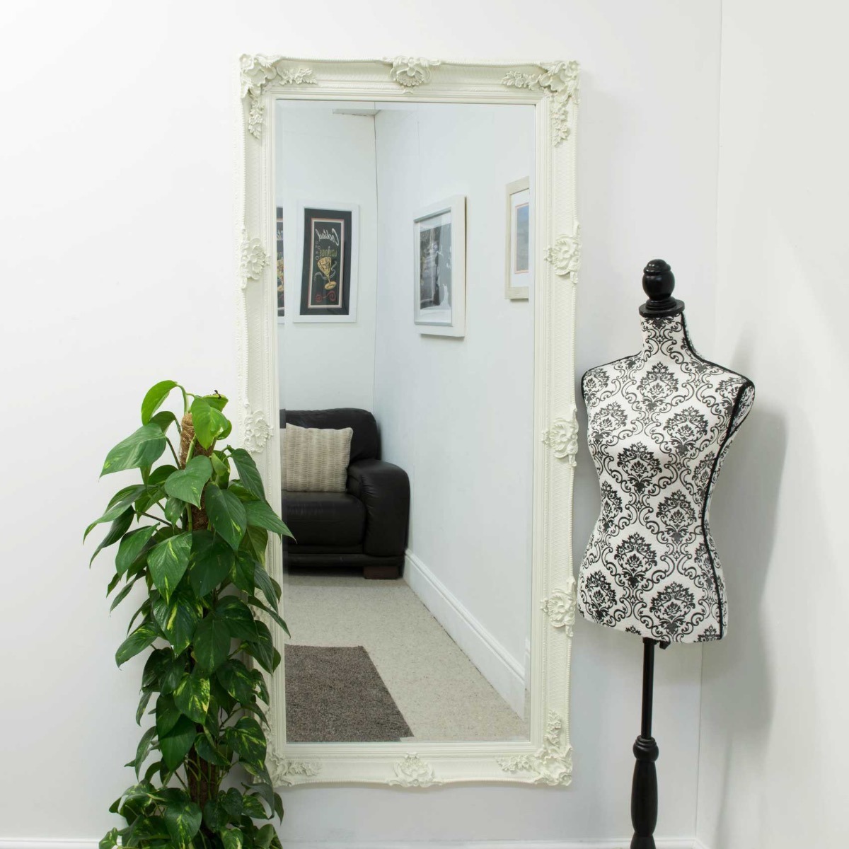 Eos Cream Ornate Flourish Full Length Mirror