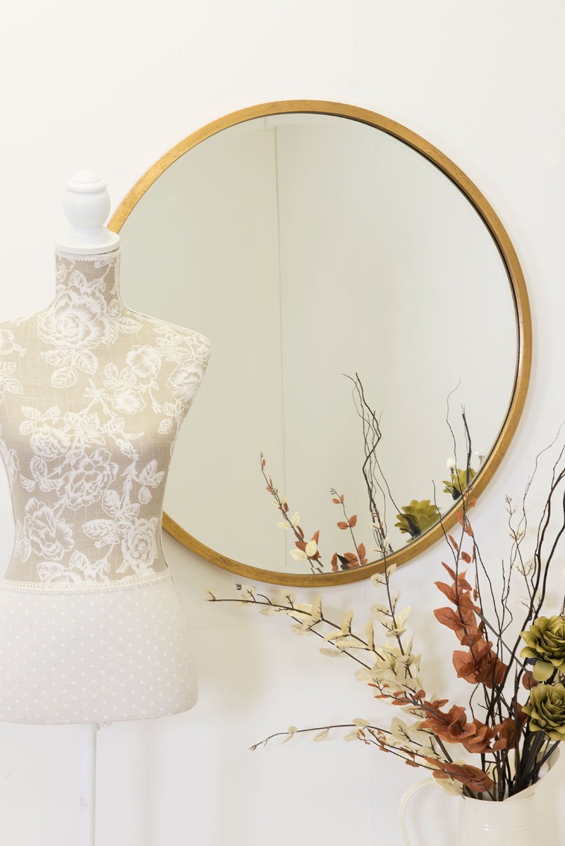 Muse Gold Bevelled Round Mirror 