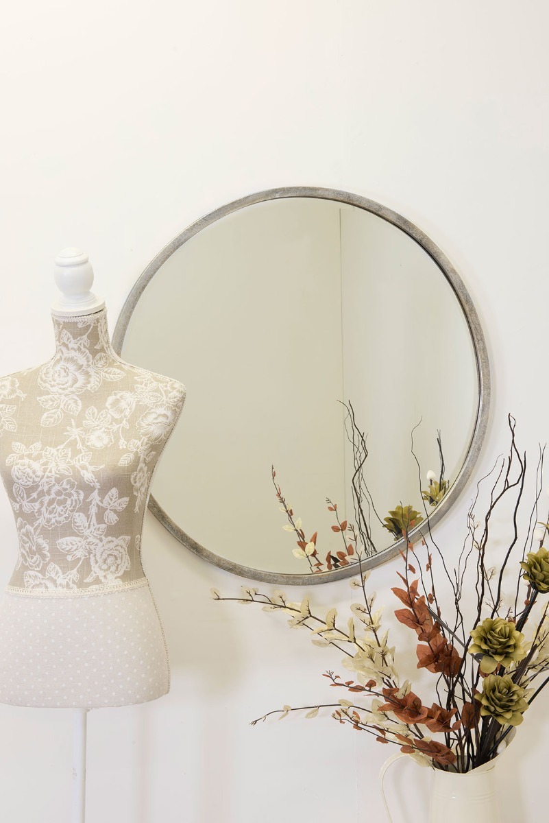 Muse Silver Bevelled Round Mirror