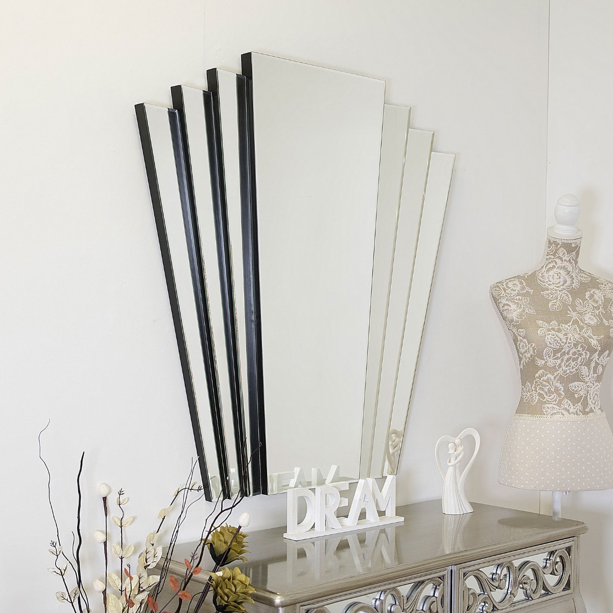 Chrysalis All Glass Modern Classic Wall Mirror