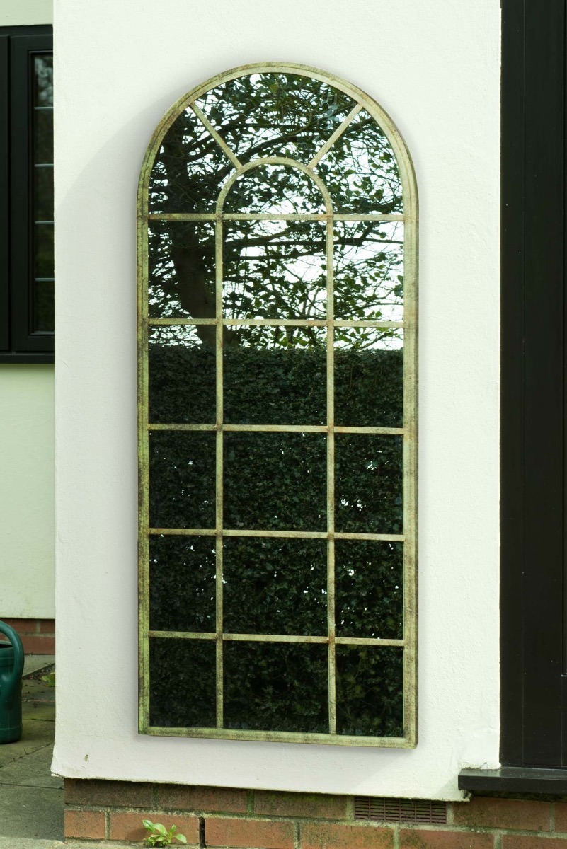 Harmonia Green Country Arch Large Garden Mirror
