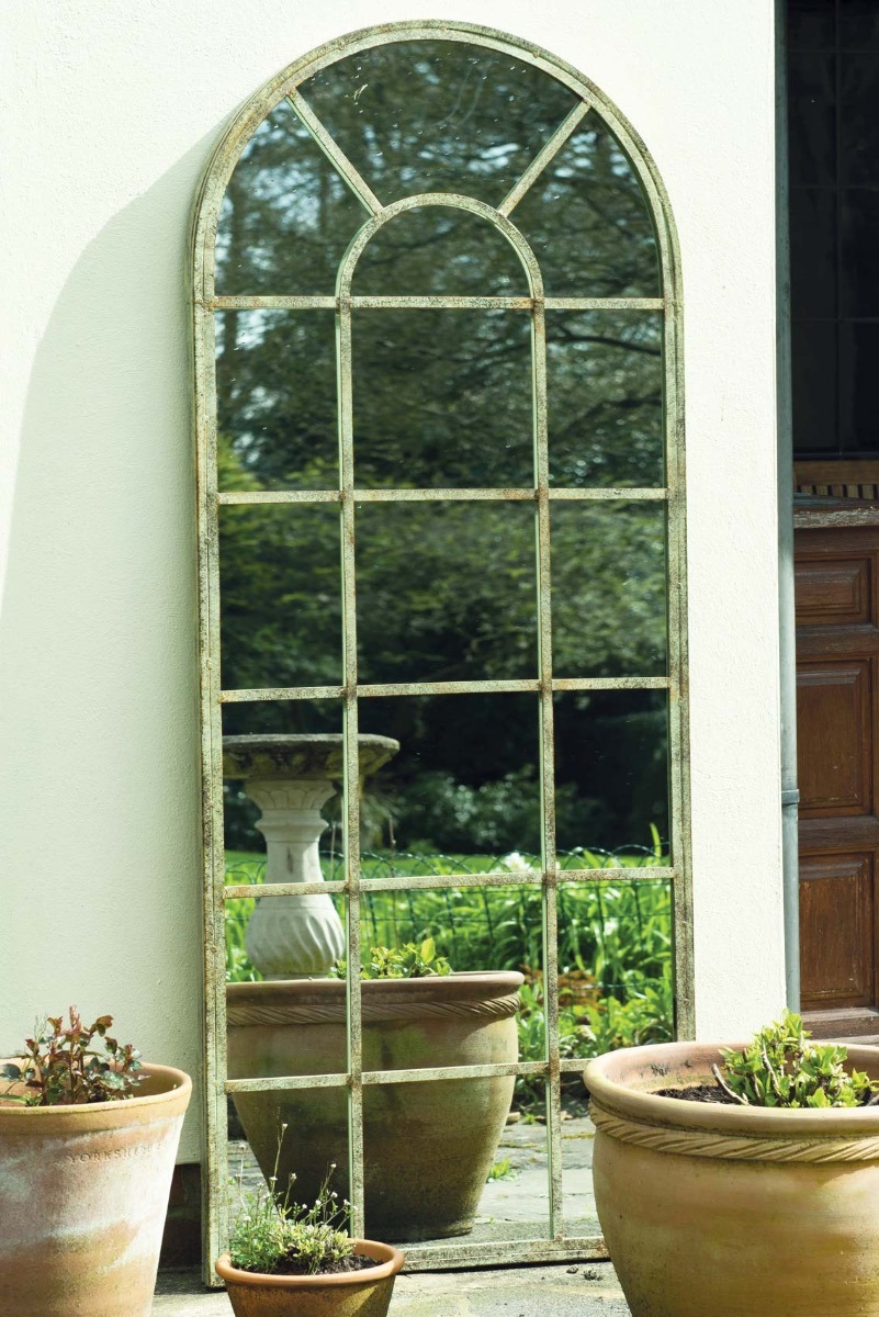 Harmonia Green Country Arch Large Garden Mirror