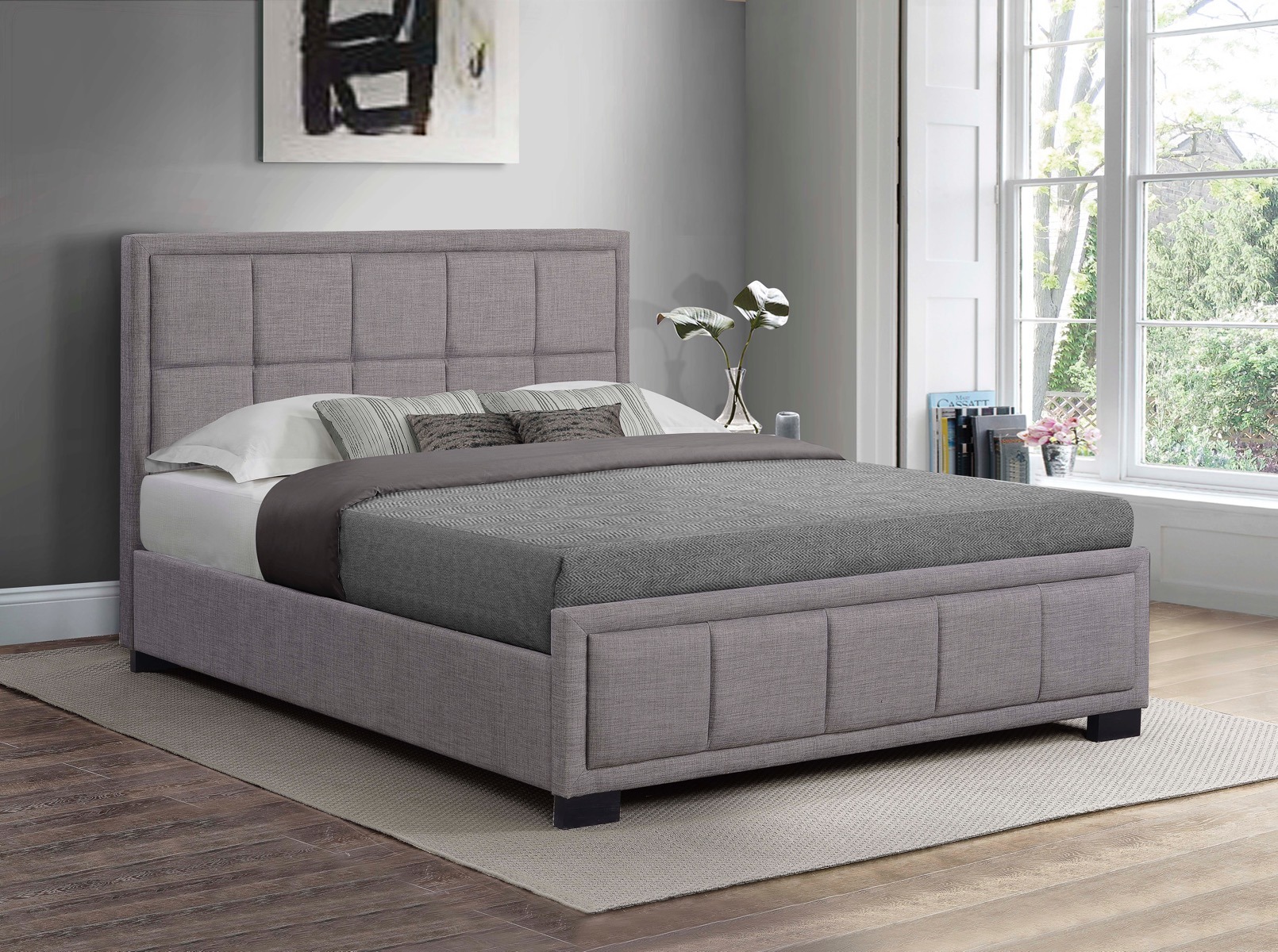 Hannover 4'6 Double Bed in Grey