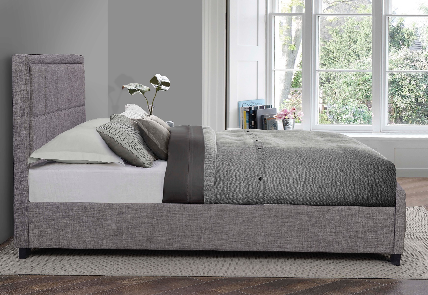 Hannover 4'6 Double Bed in Grey