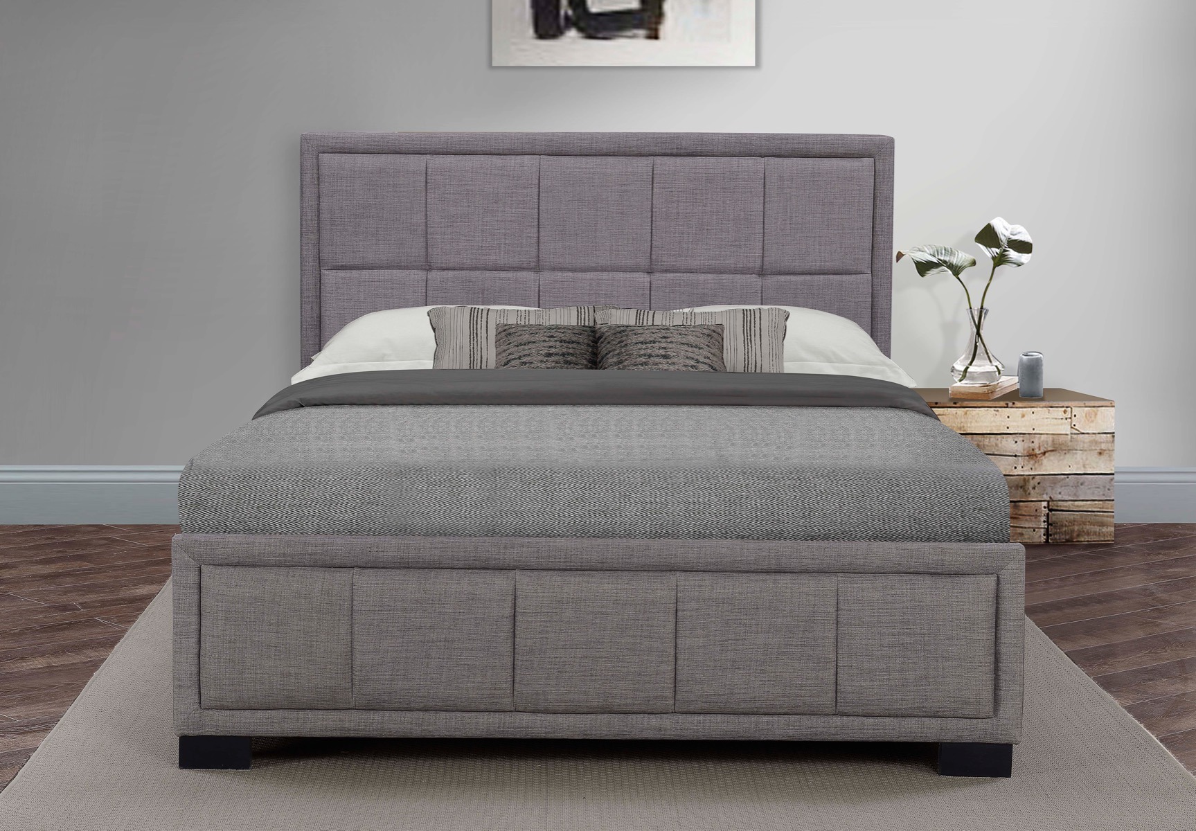 Hannover 4'6 Double Bed in Grey