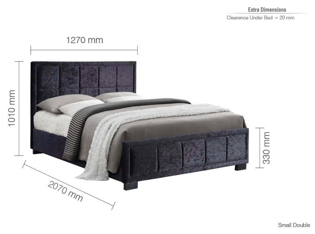 Hannover 4' Small Double Bed in Black Crushed Velvet