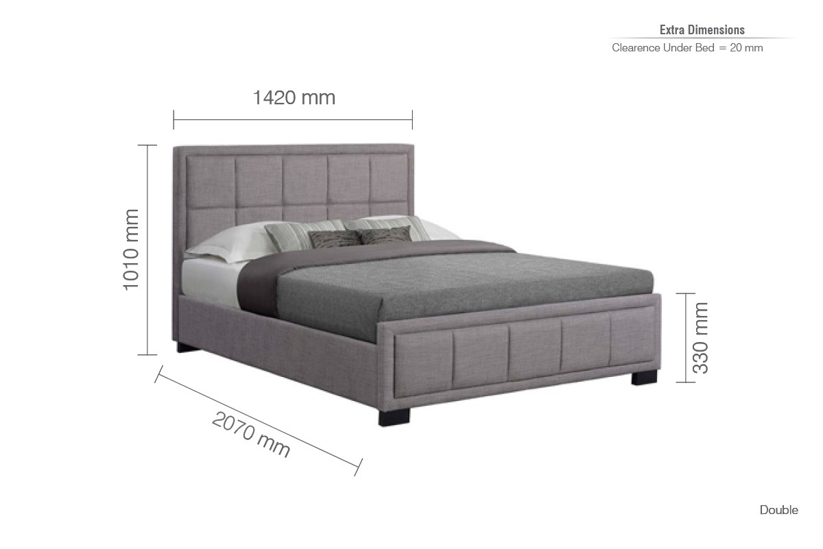 Hannover 4'6 Double Bed in Grey