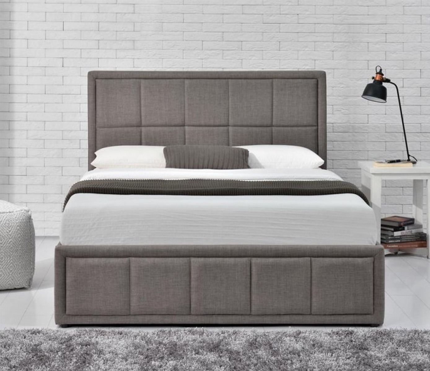 Hannover 4'6 Double Ottoman Bed in Grey