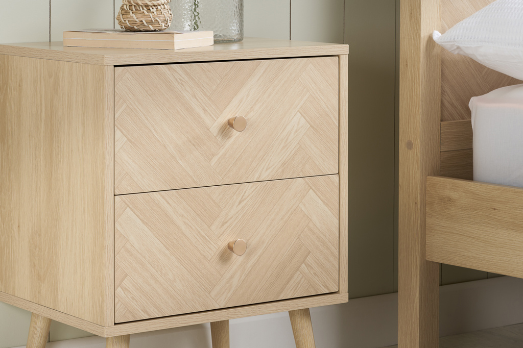 Herringford 2 Drawer Bedside Oak by Birlea | Style Our Home