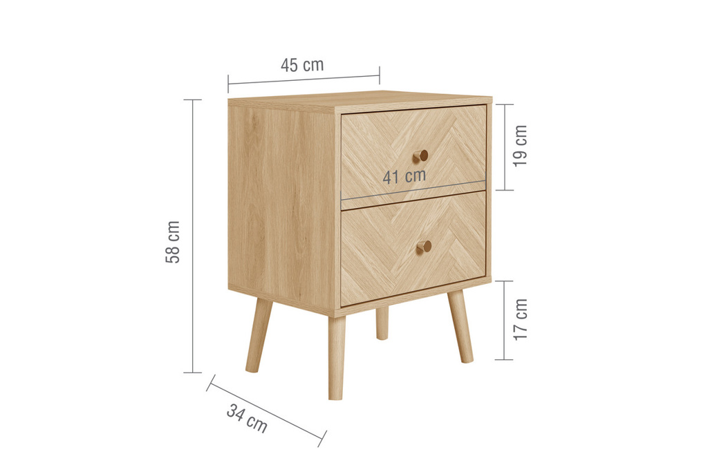 Herringford 2 Drawer Bedside Oak by Birlea | Style Our Home