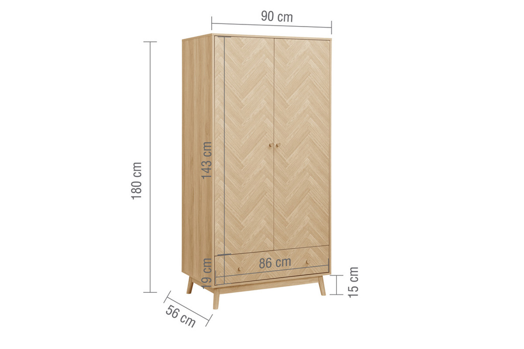 Herringford 2 Door 1 Drawer Wardrobe by Birlea | Style Our Home
