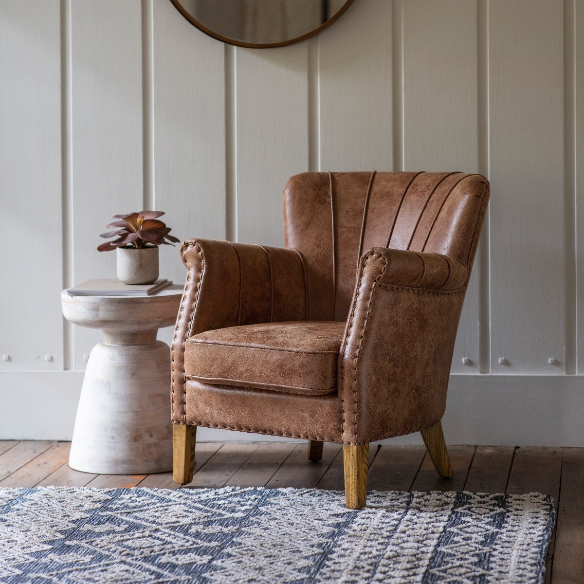 Hickman Armchair Brown Leather
