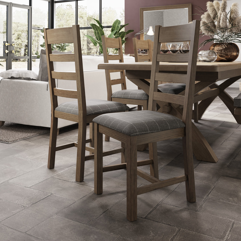 Hoeson Slatted Dining Chair Grey Check by Aegon Interiors | Style Our Home