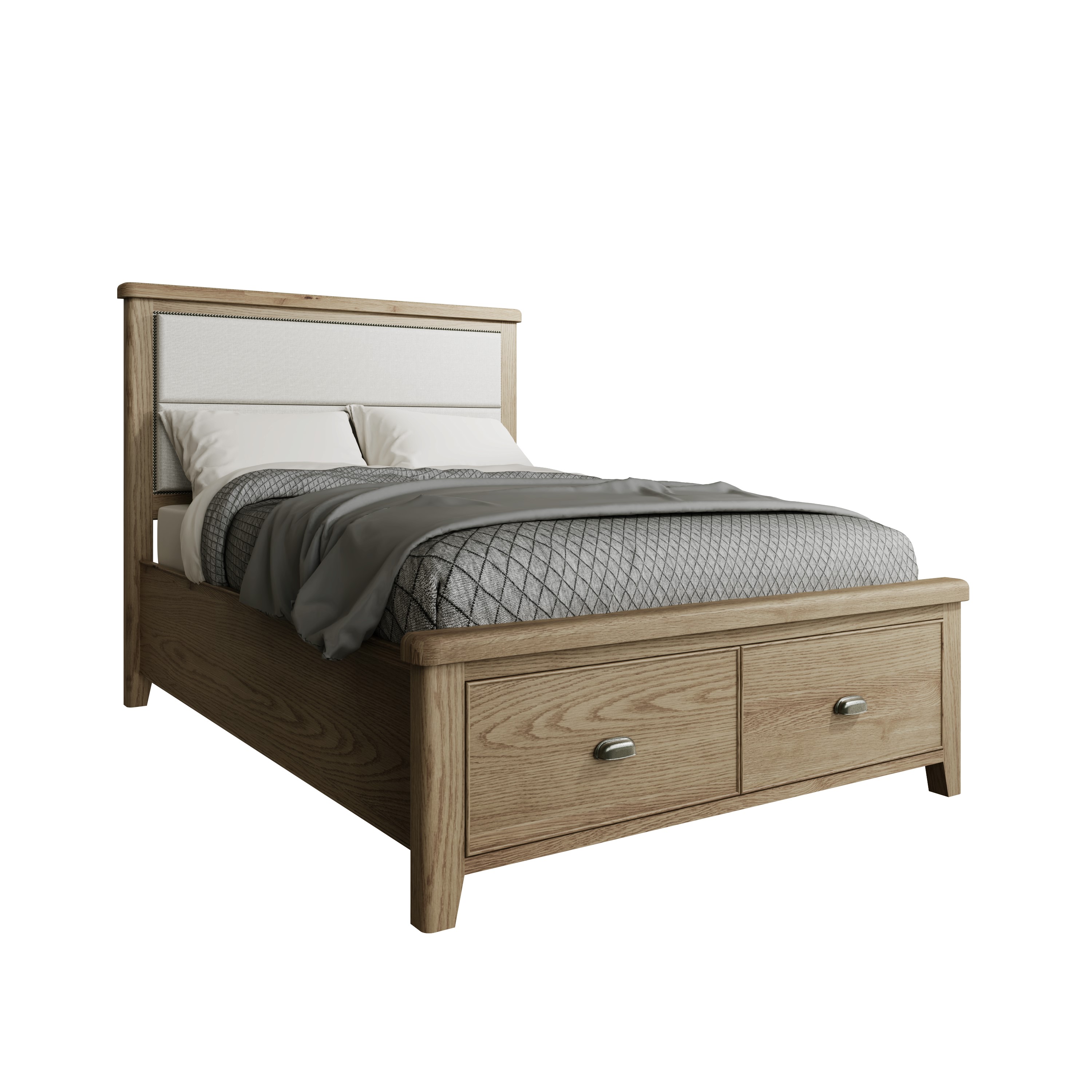 Hoeson 4'6 Fabric Headboard with Drawer Footboard by Aegon Interiors | Style Our Home