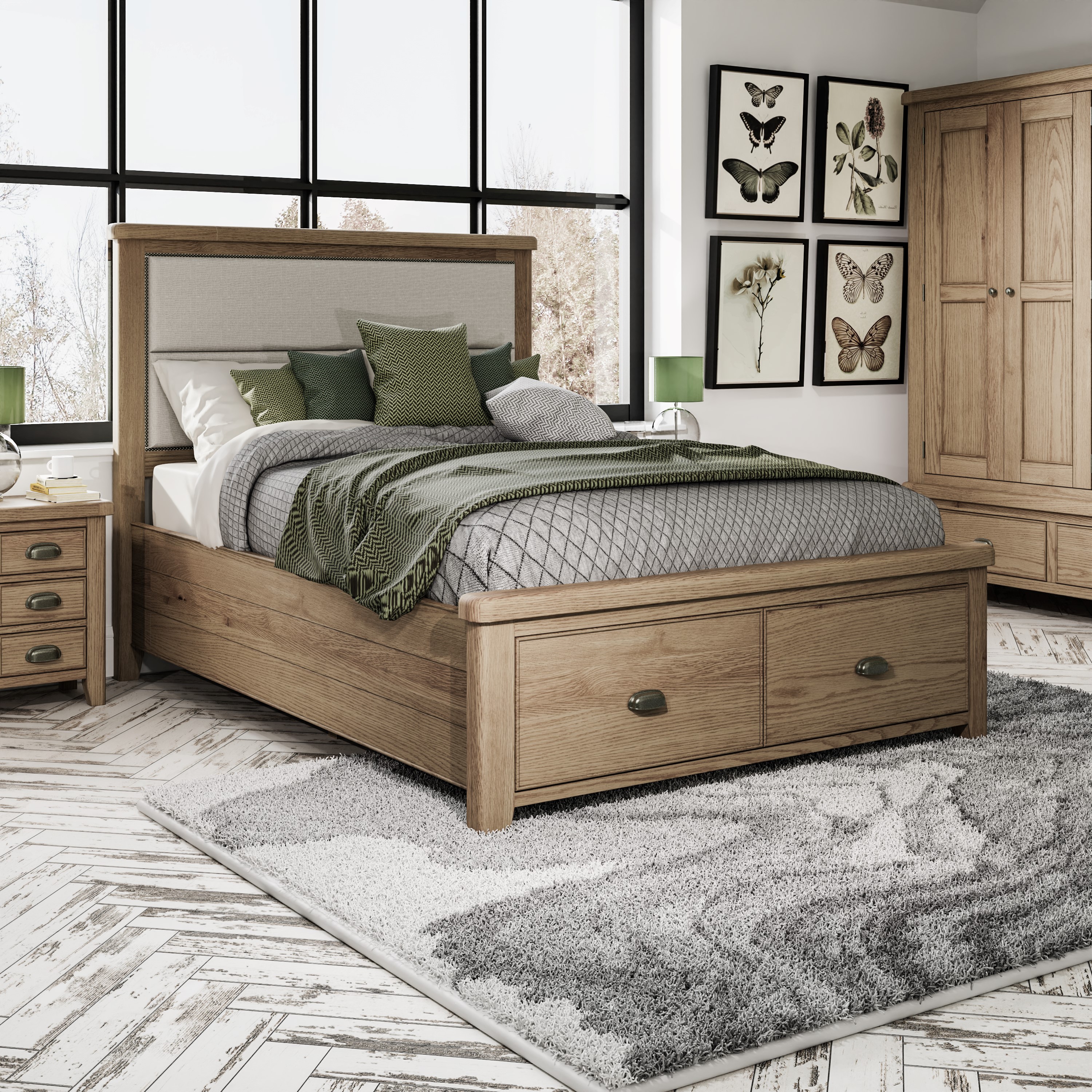 Hoeson 4'6 Fabric Headboard with Drawer Footboard by Aegon Interiors | Style Our Home