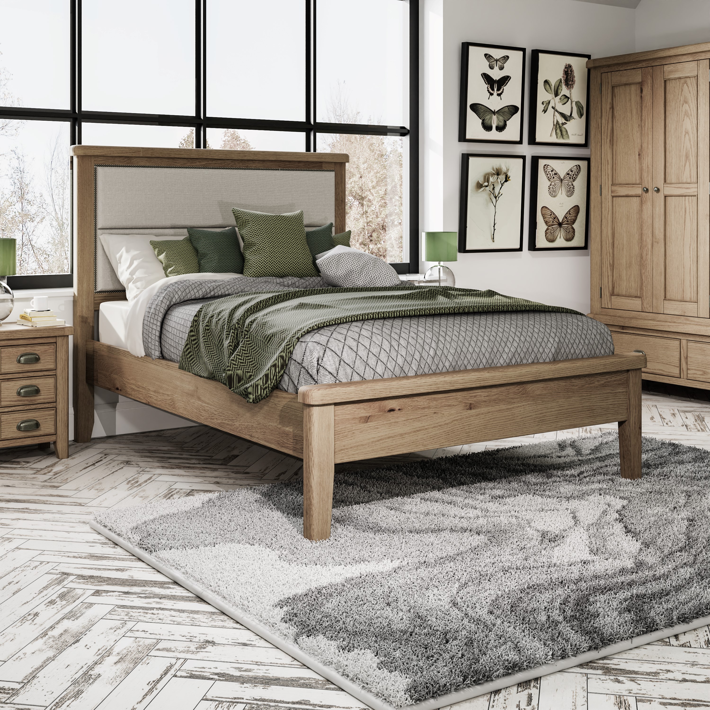 Hoeson 4'6 Fabric Headboard with Low End Footboard by Aegon Interiors | Style Our Home
