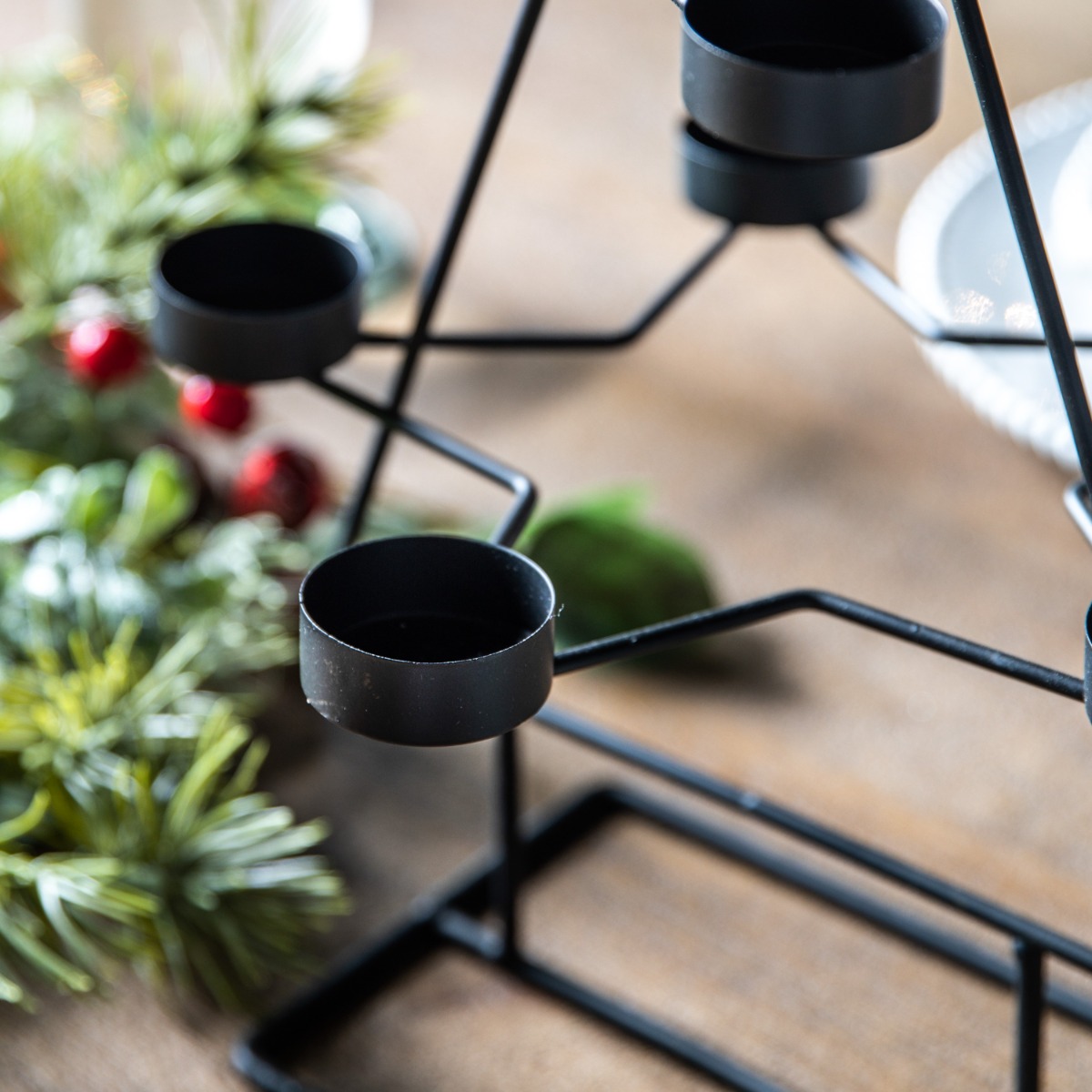 Xmas Black Tree Tealight Holder x10 by Gallery Living | Style Our Home