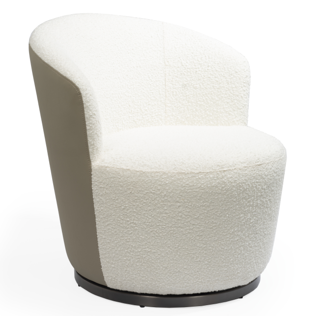 Derry Swivel Chair - Chex Boucle Polar & Concrete Grey by Tommy Franks | Style Our Home