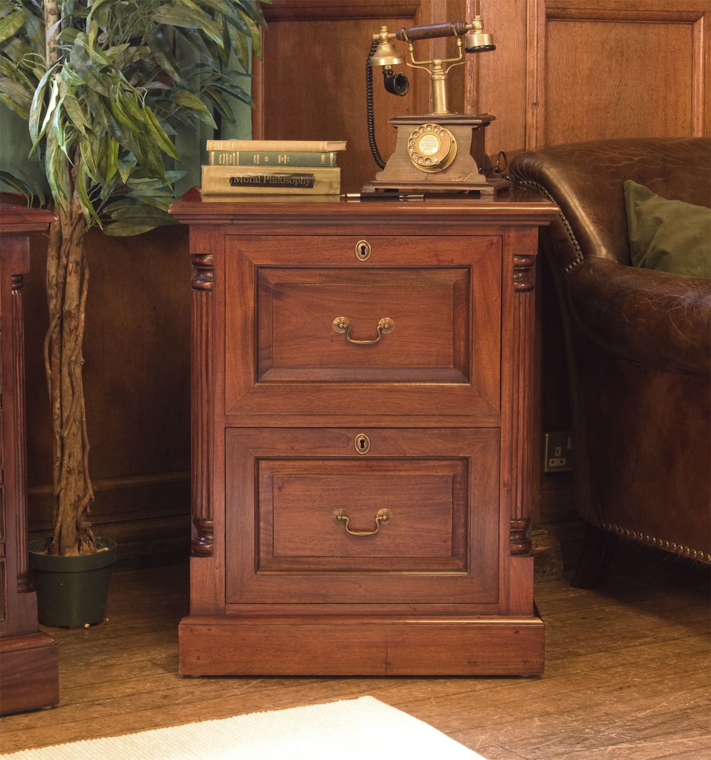 Baumhaus Bahon Mahogany Two Drawer Filing Cabinet - Style Our Home