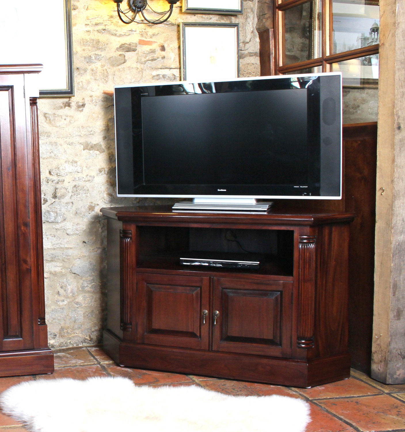 Baumhaus Bahon Mahogany Corner Television Cabinet - Style Our Home