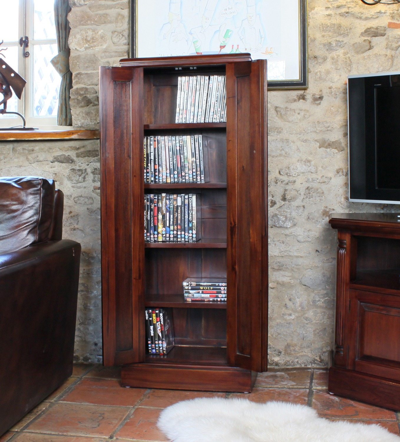 Baumhaus Bahon Mahogany CD/DVD Cupboard - Style Our Home