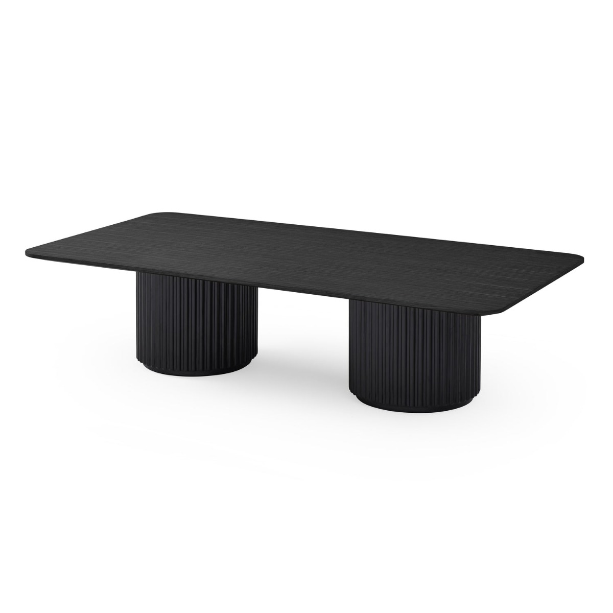 Lantine Coffee Table - Double Pedestal - Black Oak by Tommy Franks | Style Our Home