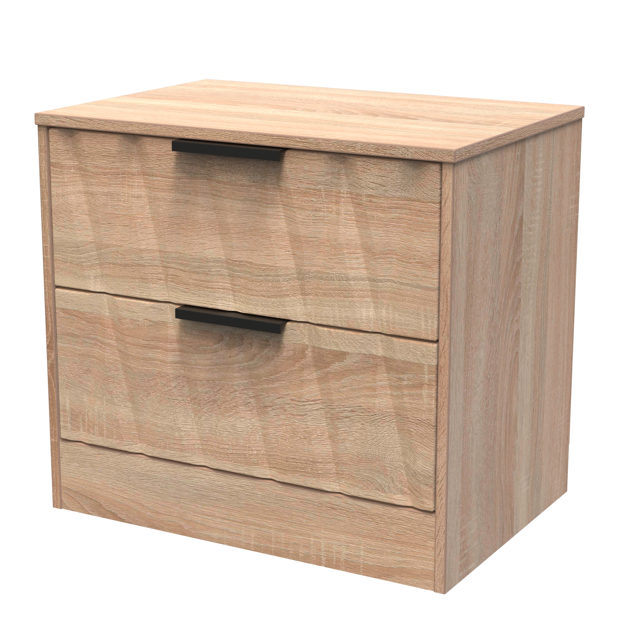 Las Vegas (Black Handles) 2 Drawer Midi Chest in Reed Green & White Welcome Furniture | Style Our Home 