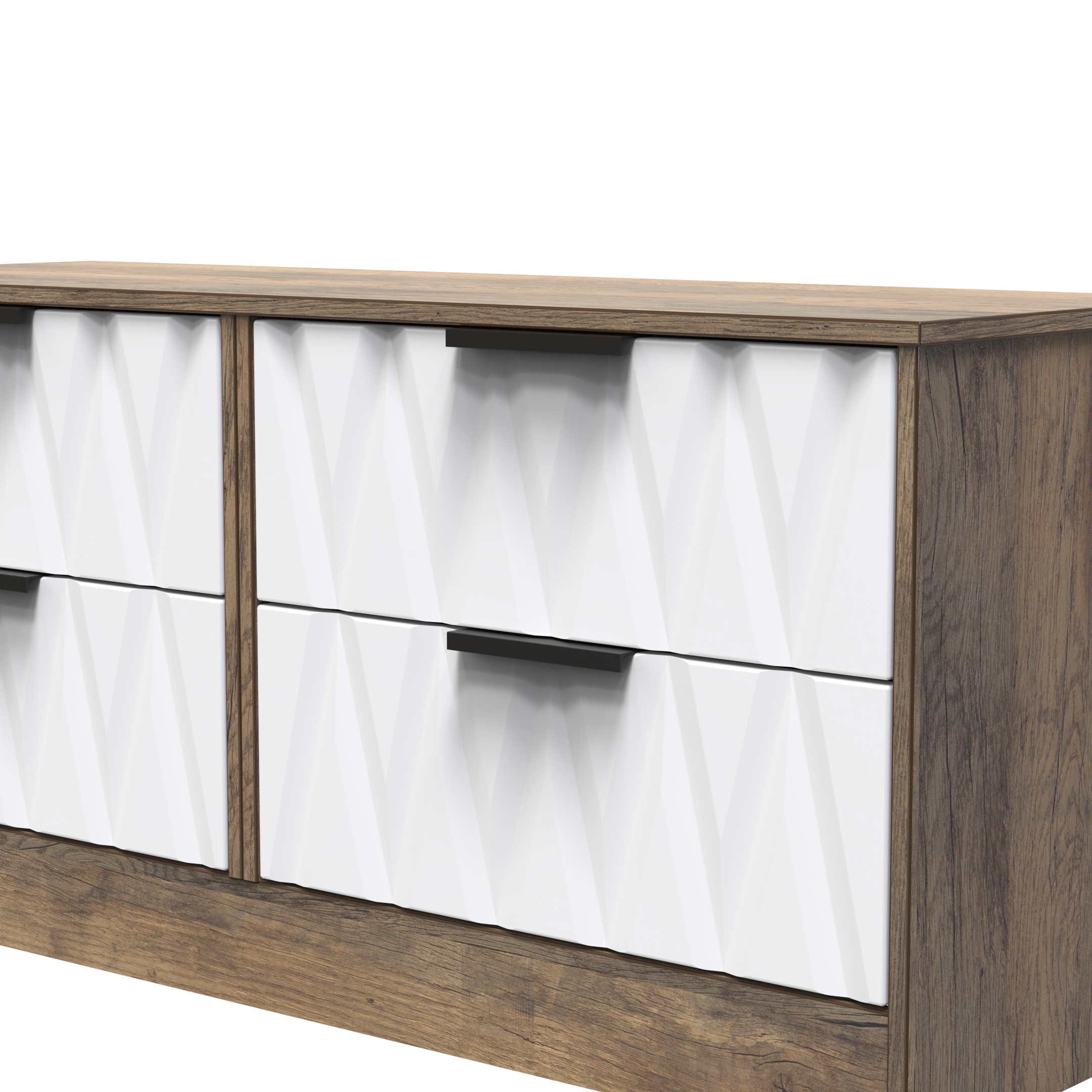 Las Vegas 4 Drawer Bed Box in White Matt & Vintage Oak