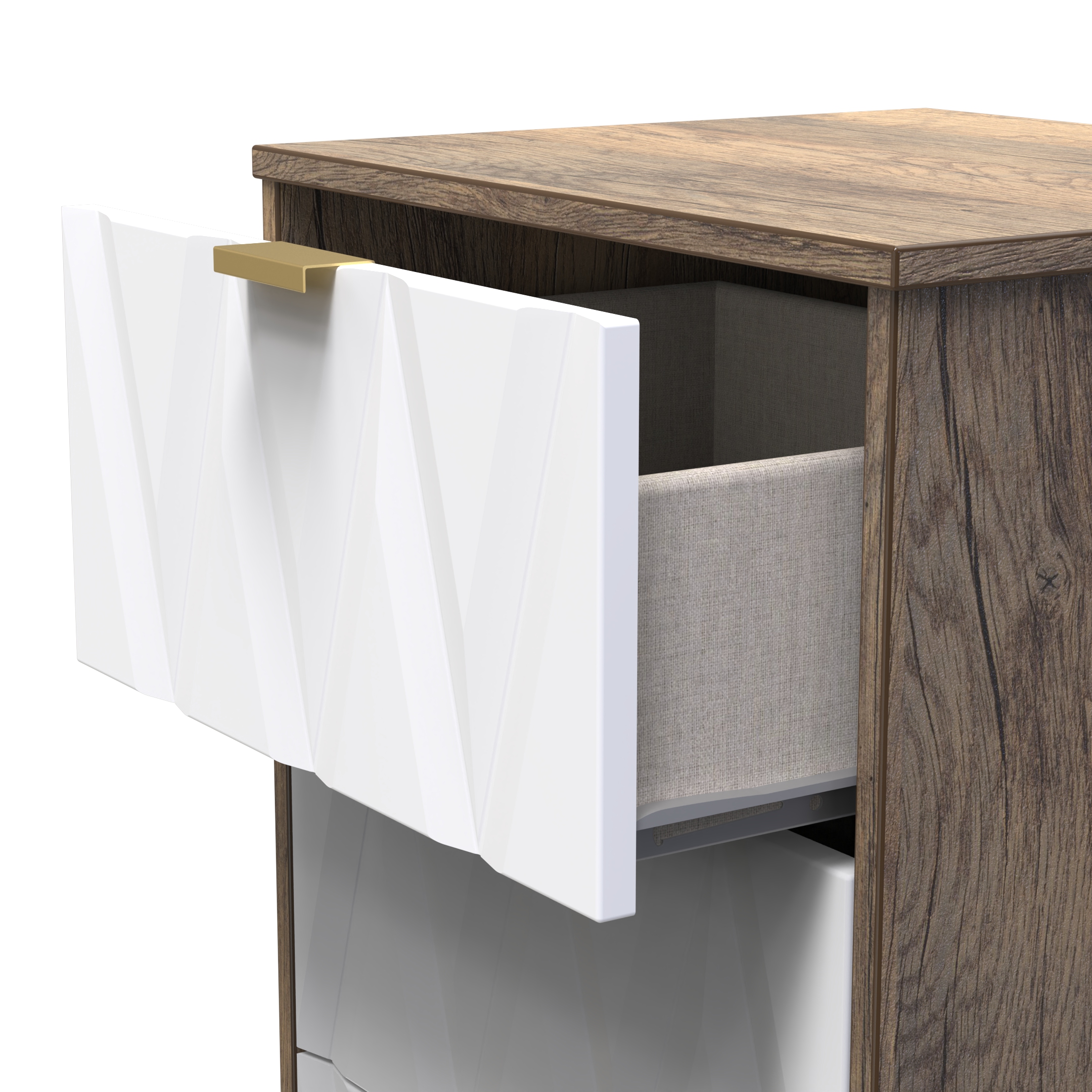 Las Vegas 3 Drawer Bedside Cabinet in White Matt & Vintage Oak by Welcome Furniture | Style Our Home