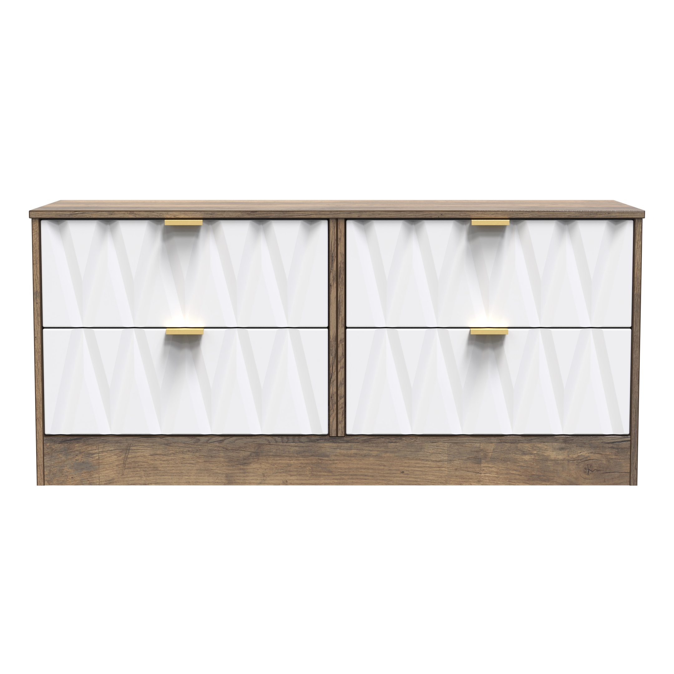 Las Vegas 4 Drawer Bed Box in White Matt & Vintage Oak