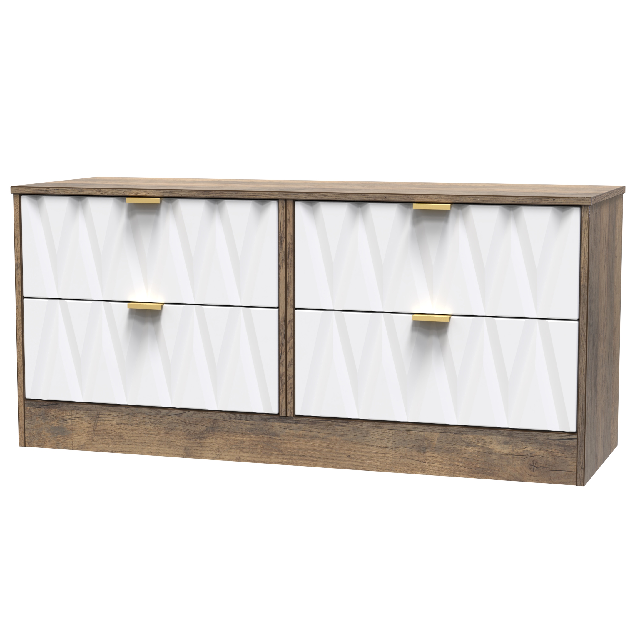 Las Vegas 4 Drawer Bed Box in White Matt & Vintage Oak