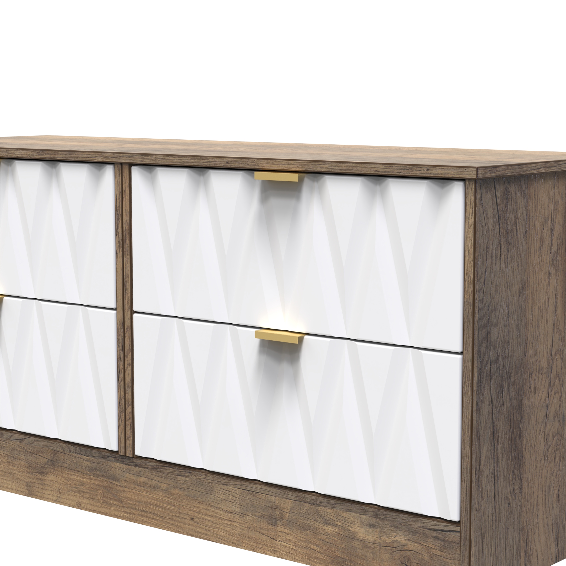 Las Vegas 4 Drawer Bed Box in White Matt & Vintage Oak