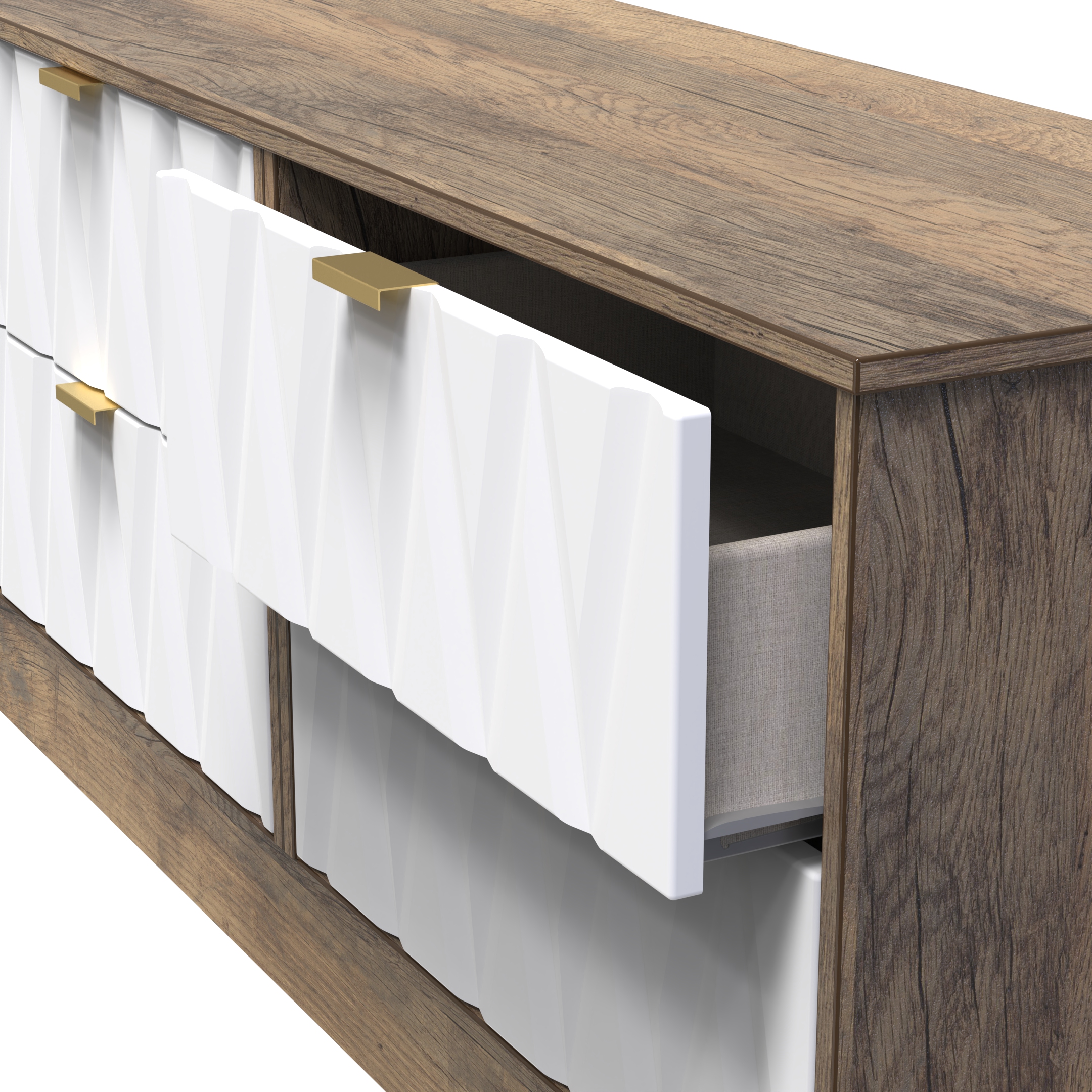 Las Vegas 4 Drawer Bed Box in White Matt & Vintage Oak