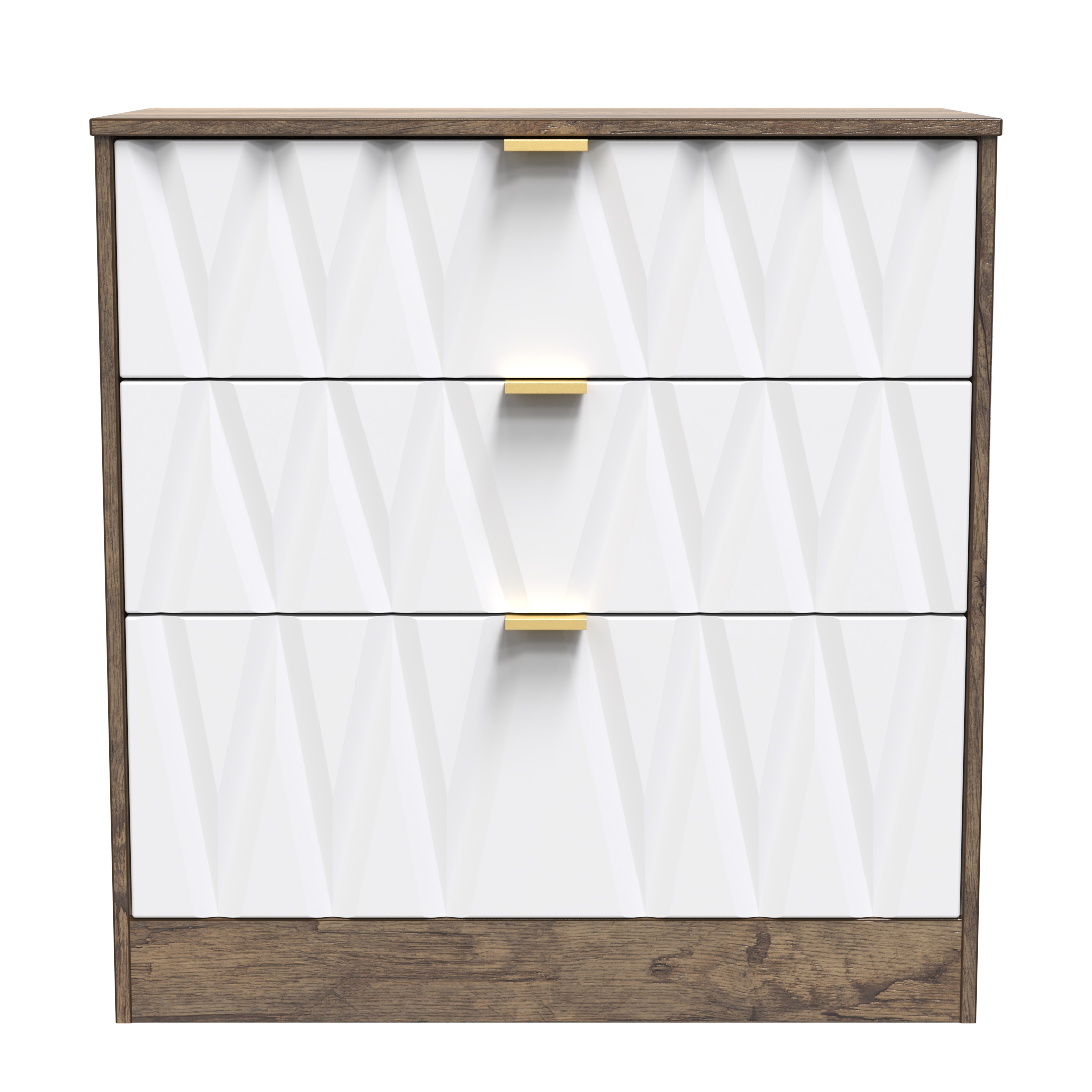 Las Vegas 3 Drawer Deep Chest in White Matt & Vintage Oak