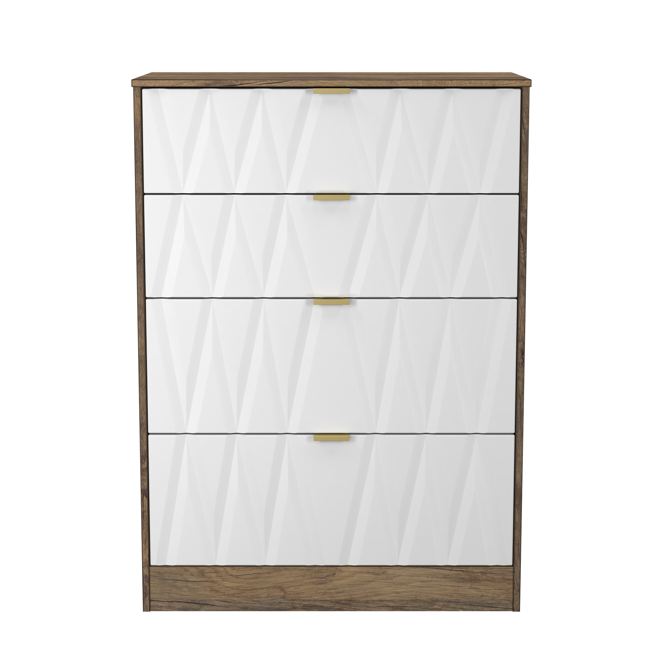 Las Vegas 4 Drawer Deep Chest in White Matt & Vintage Oak
