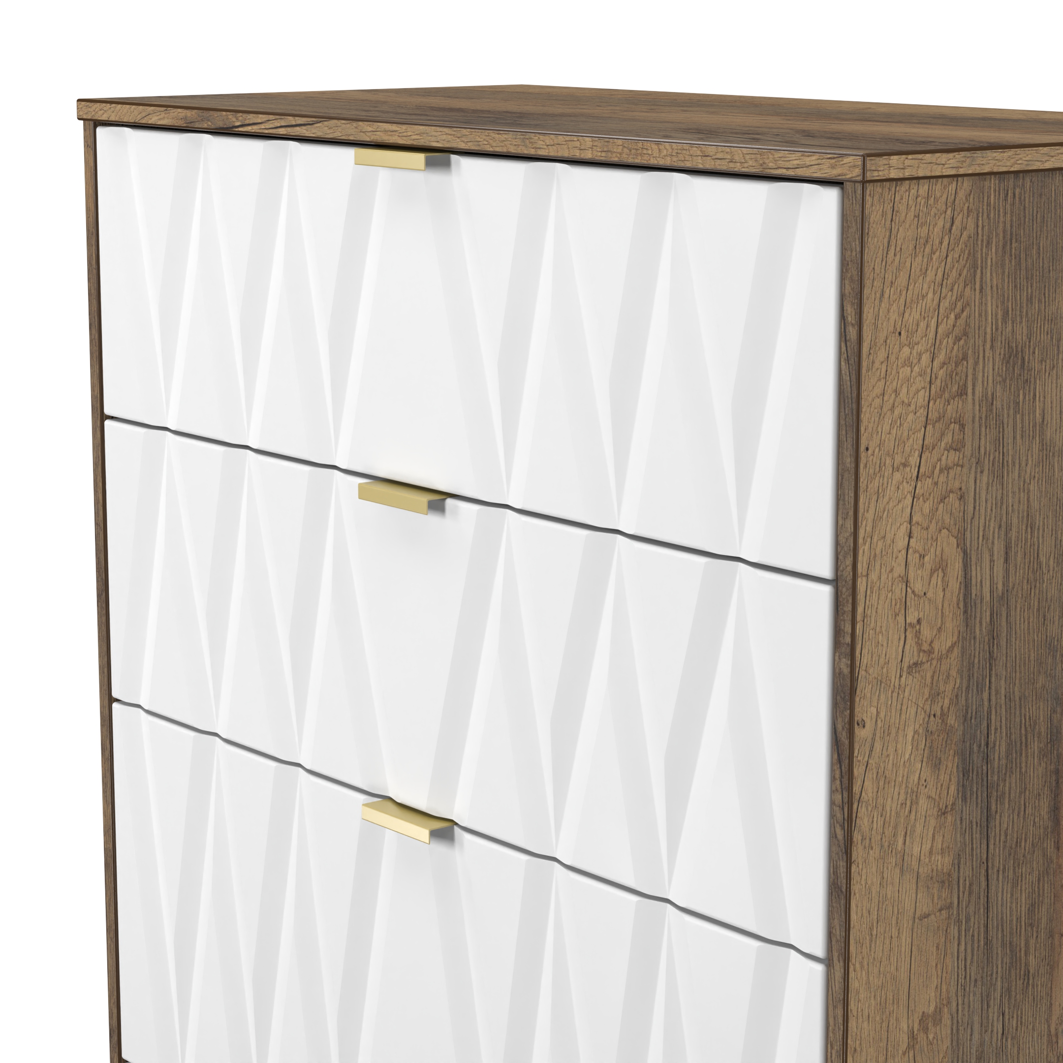 Las Vegas 4 Drawer Deep Chest in White Matt & Vintage Oak