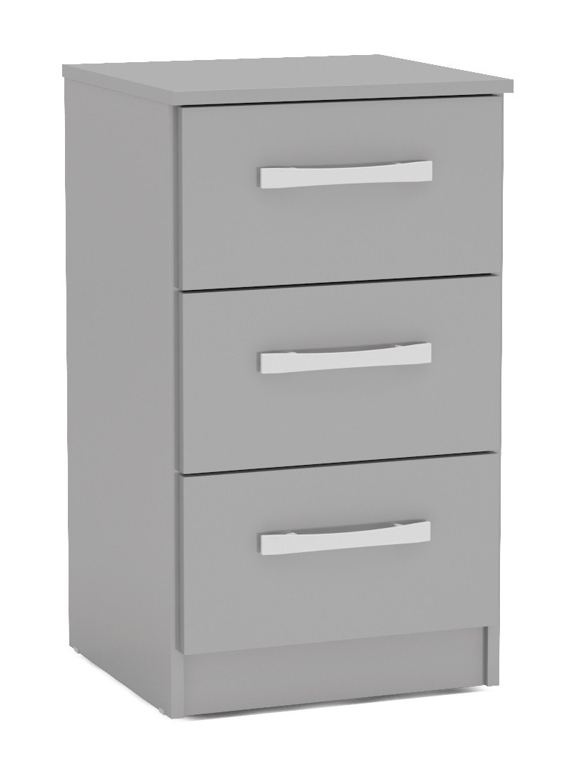 Lynx Grey 3 Drawer Bedside