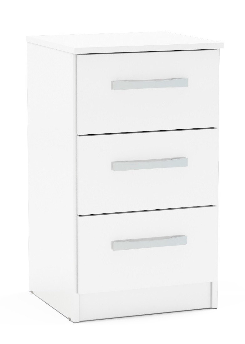 Lynx White 3 Drawer Bedside