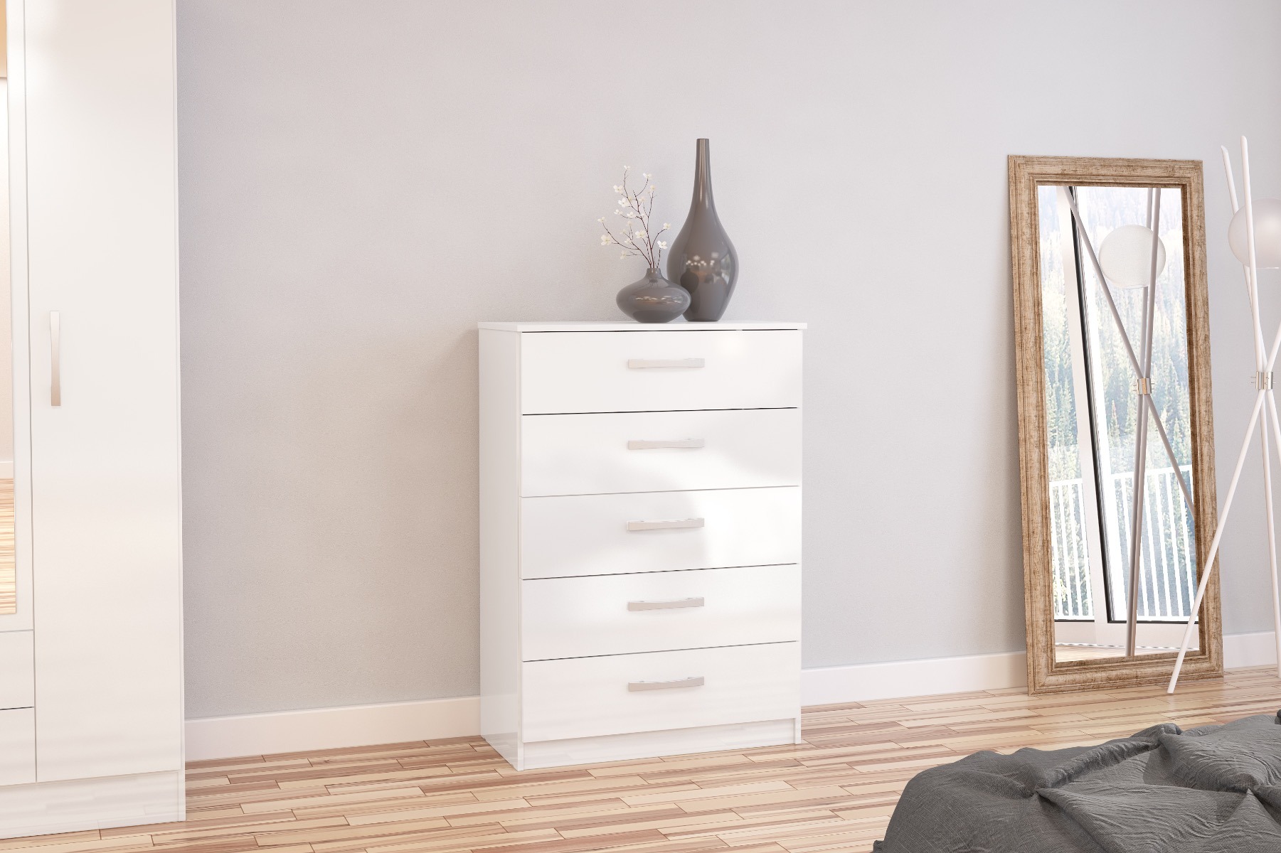 Lynx White 5 Drawer Chest